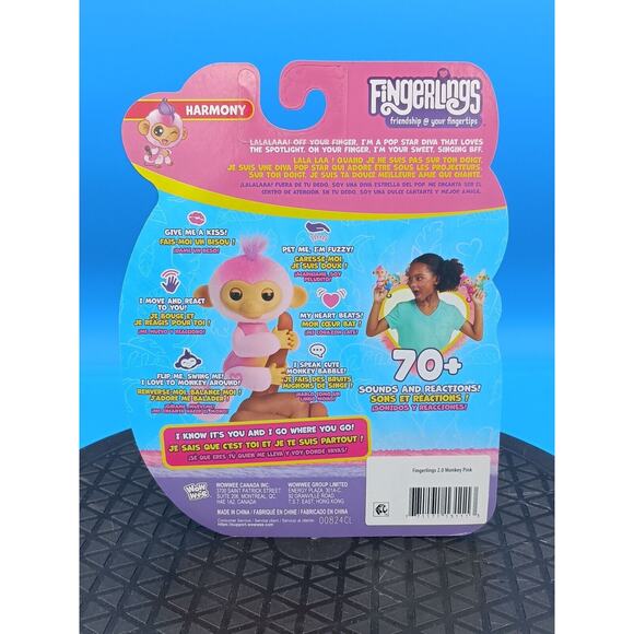 Fingerlings Pink Harmony Interactive Monkey 70+ Sounds And Reactions 2023 New - Picture 2 of 2